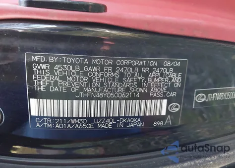 2005 Lexus Sc 430 z USA, uszkodzony, nr VIN JTHFN48Y050062114